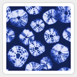 Shibori Kumo tie dye deep white dots over bright blue Sticker